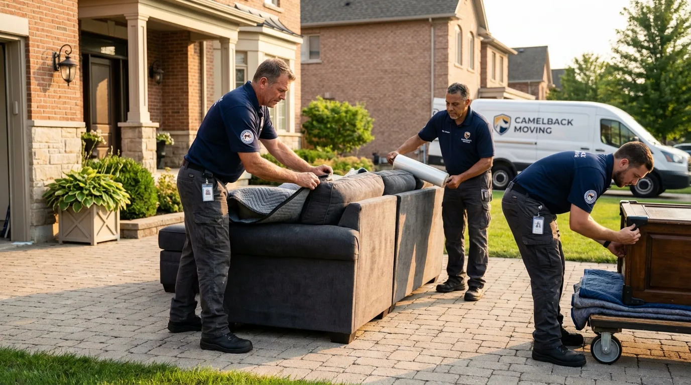 Large estate moving crew wrapping furniture in Rouses Point, NY